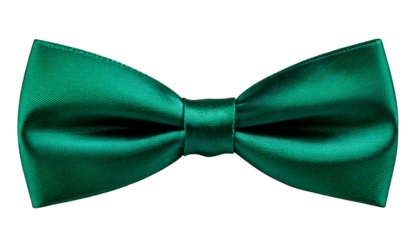 Bow tie, dark green silk formal accessory shiny neckwear, isolated on a white or transparent