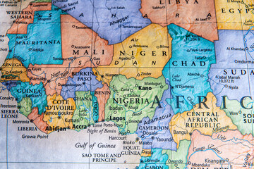 colorful map of Nigeria and surrounding countries