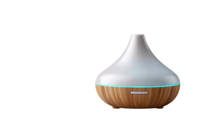 Modern essential oil diffuser ultrasonic aroma mist device sleek home wellness humidifier studio isolated on white background