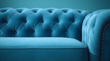 Obraz premium Blue velvet sofa detail.