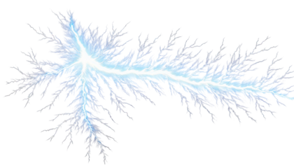 Electric Bolt Lightning Strike Blue and White Energy Discharge, isolated on a white or trans.png