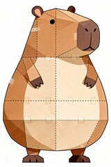 Full-page capybara papercraft template