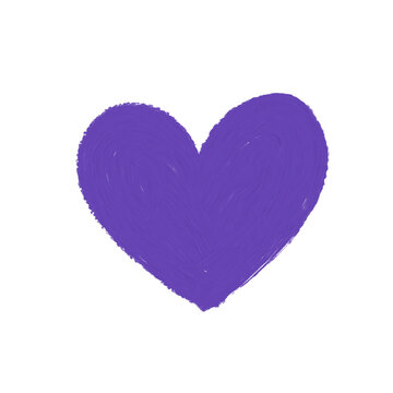Ilustraci&oacute;n CORAZON violeta textura sin fondo asim&eacute;trico. Original, dbujo a mano
