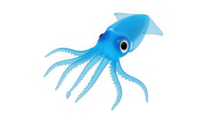 Blue squid toy on a transparent background isolated