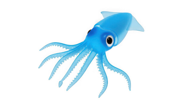 Blue squid toy on a transparent background isolated