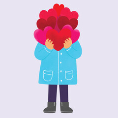 Person Holding a Bouquet of Hearts