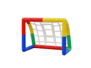 Colorful football goal isolated on transparent background for web design, app user interface, and children's content