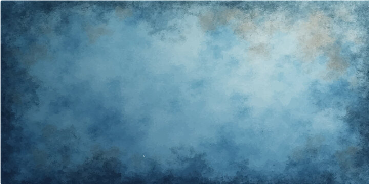 An abstract dark grunge blue background features smoky white clouds and misty textures to create a moody storm night sky with ample copy space