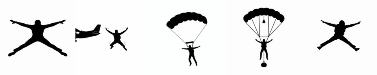 Simple Silhouette Skydiver Various Stage Action Sport Activity Illustration © Hcane