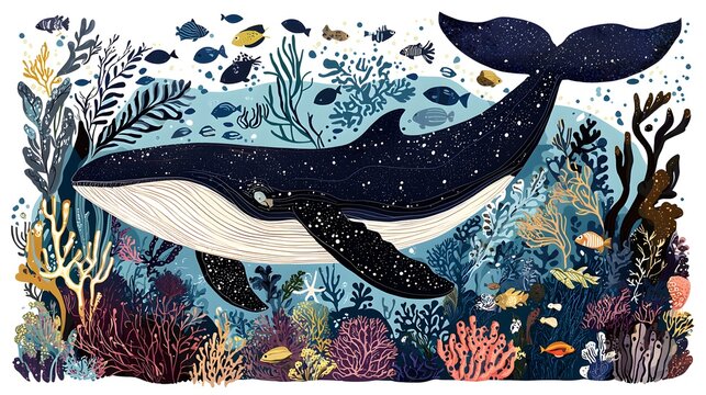 Majestic whale swimming coral ocean high resolution picture