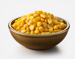 a bowl of corn is sitting on a white background