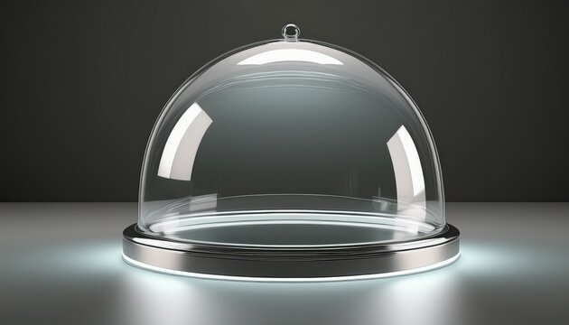 clear glass dome 3d render with rim light and soft shadow