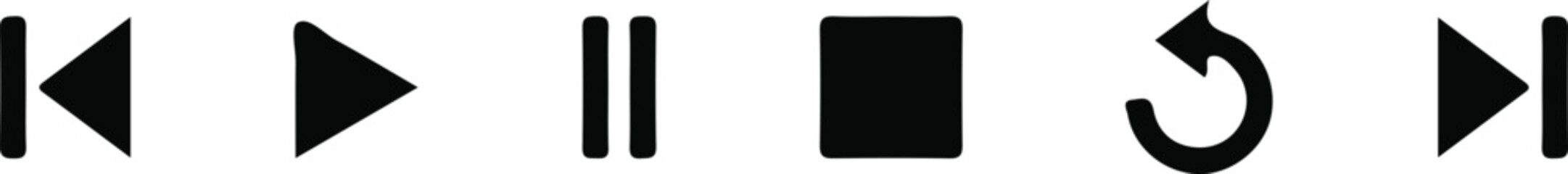 music player black icons logo vector music set buttons sign symbol 