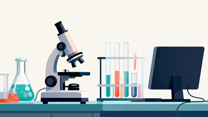 Laboratory equipment on workbench