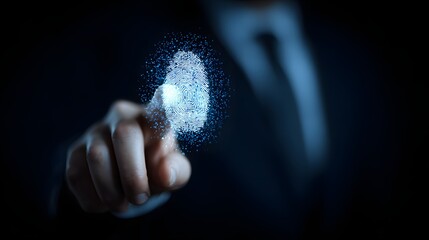 Digital Fingerprint Identification Technology - Futuristic Biometric Authentication Concept.