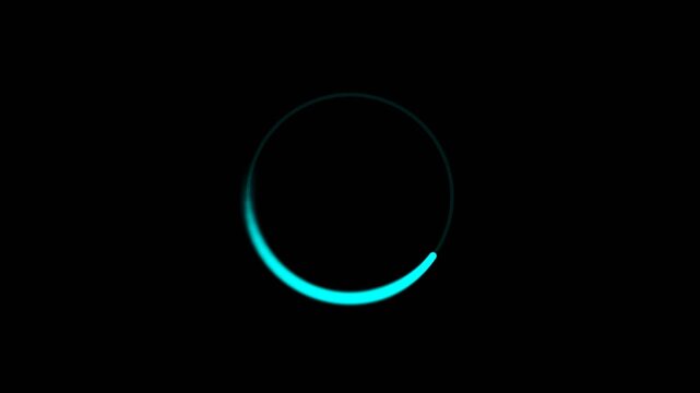 Modern Cyan Blue Conical Gradient Ring Loading Loop with Variable Speed Motion (4K)