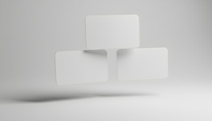 Three Floating Blank Business Cards Mockup, Grey Background