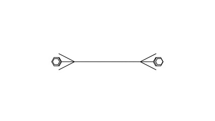 Minimalist black and white line drawing of a mechanical engineering component featuring a central horizontal rod with hexagonal fasteners at both ends.