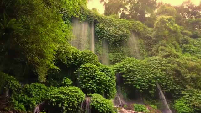 Waterfall mosquito net thread seen from close range 2
