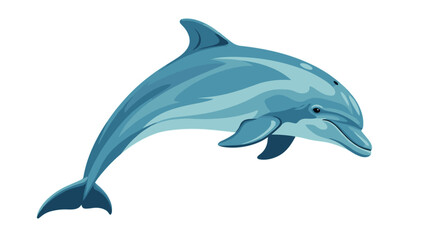 Fototapeta premium Playful Blue Dolphin Illustration, Ocean Life, Marine Mammal, Nautical Theme, Conservation, Symbol of Intelligence, isolated on transparent background