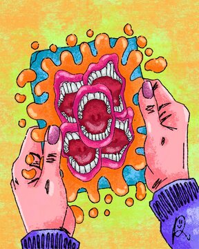 graffiti on wall, concept of anxiety, gossip, or mental health.