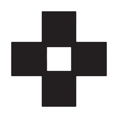 Black Cross Symbol with White Center on Transparent Background