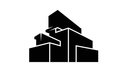 Black Modern House Silhouette Graphic Design.