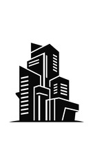 Fototapeta premium Black Silhouette City Buildings Skyscrapers Illustration.