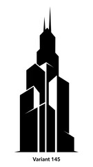 Obraz premium Black Silhouette of Modern Skyscraper Building.