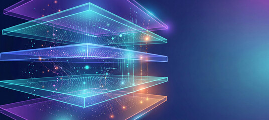 Machine learning layered system background, AI concept