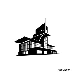 Modern Architectural Building Silhouette Illustration.