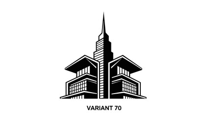 Modern Building Architecture with Stylized Tower.