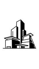 Modern Building Silhouette Illustration Design Element.