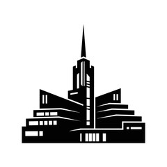 Modern Church Building Silhouette Graphic Illustration.