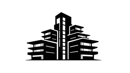 Modern Building Silhouette with Multiple Levels.