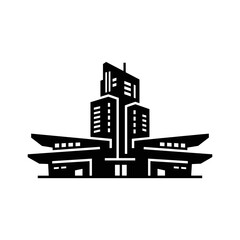 Modern Building Silhouette with Tower Structure.