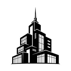 Modern Church Building with Tall Steeple Illustration.