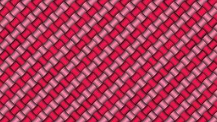 Fototapeta premium Seamless pink pattern with red hearts and squares in a retro geometric fabric design