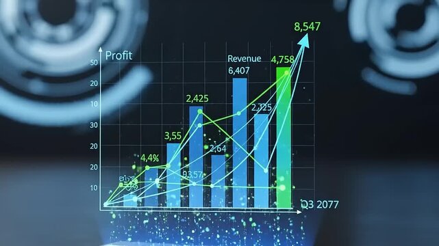 Financial Growth Chart Analysis Showing Revenue and Profit Increase Over Time.