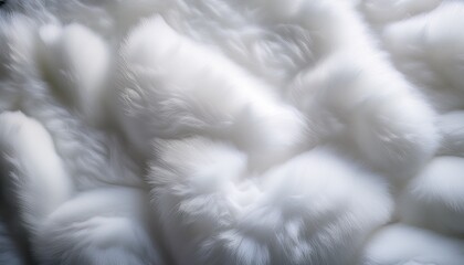 Close Up Of White Fluffy Cotton Background Abstract Luxury Wadding Cloud Texture Generative Ai