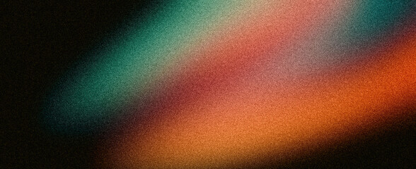 Teal orange color gradient shape on black grainy texture backdrop, red green dark vibrant banner poster header cover design © Enso