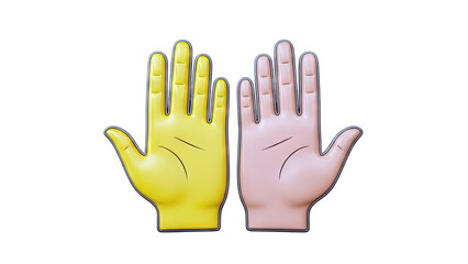 Yellow and Pink Hands Showing Palm Isolated