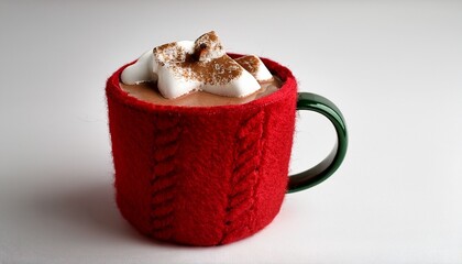 Felt Mug Of Hot Chocolate Photo On A Solid White Background Holiday Christmas Graphic Craft