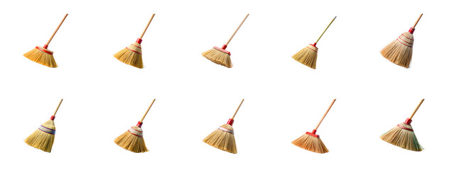 Collection of Broom isolated on transparent background