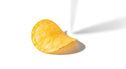Isolated Potato Chip with Shadow on White Background, Studio Shot