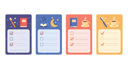 Cute daily routine checklist templates with icons for morning and night activities