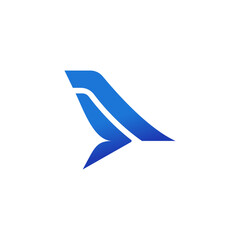 air plane logo icon letter Unique with the shape of a Jet Airplane icon tail
