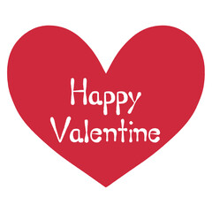 文字が書かれた赤いハート　Happy Valentine