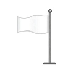 Obraz premium Illustration of a white flag waving on a metallic flagpole