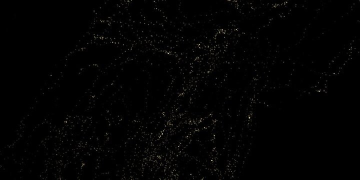 Shimmering light particle Futuristic Glitter Snow Swirl background. featuring golden particles screen paired dynamic lines dots modern screensaver design birthdays holidays. luxury dark copy space 3D